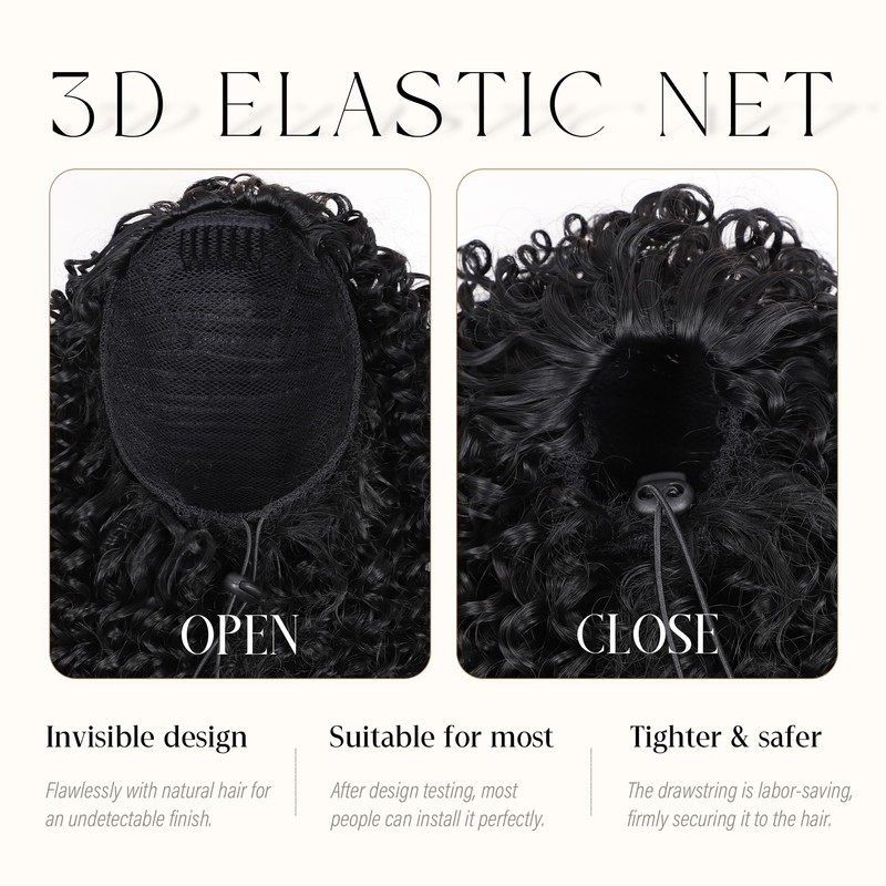 ZAVIDE Ponytail For Black Women Drawstring Ponytail Curly Hair Short