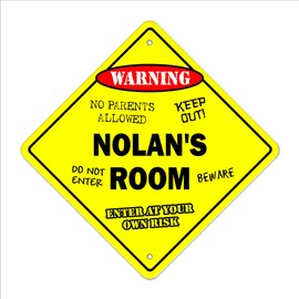 Nolan's Room Sign Crossing Zone Xing | Indoor/Outdoor | 14" Tall Kids Bedroom Decor Door Children's Name boy Girl