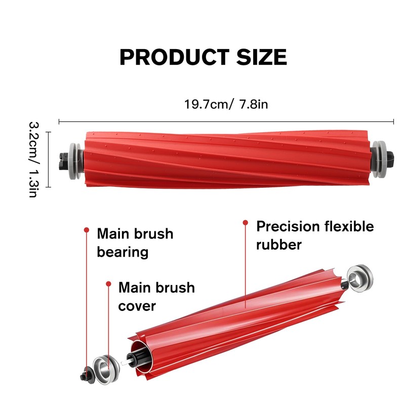 Accessory Set for Replacement Brush with Separable Rubber Main Brush,