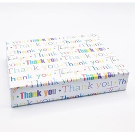 2 Sheets Thank You Wrapping Paper Writing Design White Multi Colour Giftwrap Paper Male/Female/For Teacher Friend Colleague etc (PA)