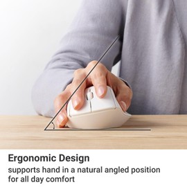 ELECOM Wireless Mouse Ergonomic Shape, 2.4Ghz with Receiver, Silent Click, 20-Month Battery Life, 2000DPI, 3 Buttons, Optical Sensor, Compatible with PC, Mac, Laptop, SHELLPA, White (M-SH10DBSKWH)