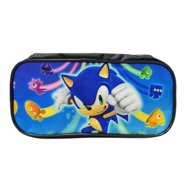 YAXMME Sonic Pencil Case, Sonic Large Capacity Pencil Case, Anime Pencil Case, Pencil Case for Children, Boys, Girls, School, Home, Office, Deliveries, Storage Bag, black, pencil case