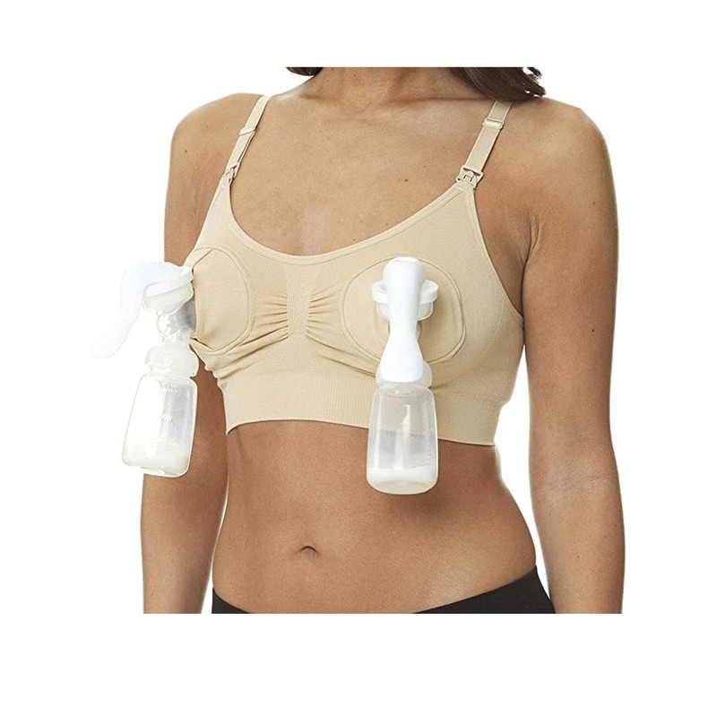 Nursing Bra for Women Hands-Free Nursing Pump Wireless Adjustable, A-nude