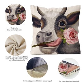 MAIGO Highland Cow Cushion Cover - Highland Cow Gifts, Highland Cow Pictures Pillow Cover, Funky Decorative Home Accessories, 45cm X 45cm Linen Fabric Highland Cow Pillow Cushion Covers (Rose)