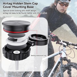 DDJ Compatible with Garmin Edge for AirTag Bike Stem Cap Mount, 1-1/8"&1-1/4" Headset |Waterproof Anti-Theft Air Tag Holder for Wahoo Elemnt, Cateye, Bryton GPS Cycling/Bike Computer Mount