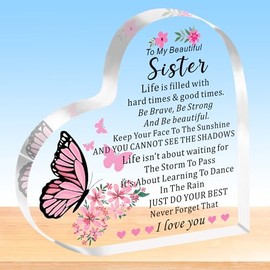 HULALA Sister Heart Acrylic Plaque Gifts From Sister For Sister Birthday Christmas Presents