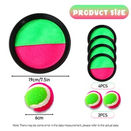 WoRuyKot Velcro Ball Pool Game, Outdoor Toy, Beach Toys, Outdoor Throwing Game, Velcro Ball Set with 4 Velcro Ball Paddles and 2 Velcro Balls, Ball Games for Outdoor Garden (Red)