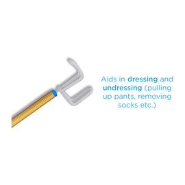 NOVA Dressing Stick for Clothing & Socks, Multi-Use Extra Long 27” Hook Stick with Non-Slip Grip Handle