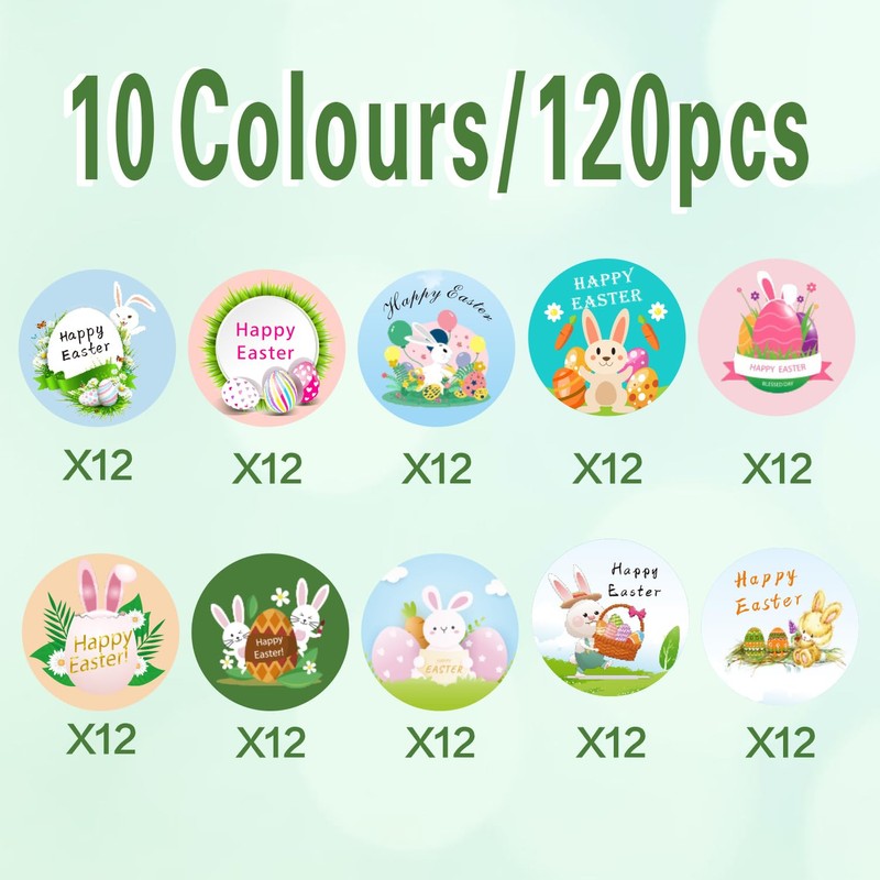 120 Pcs Easter Stickers, 1.5 Inch Easter Happy Sticker,Easter Stickers
