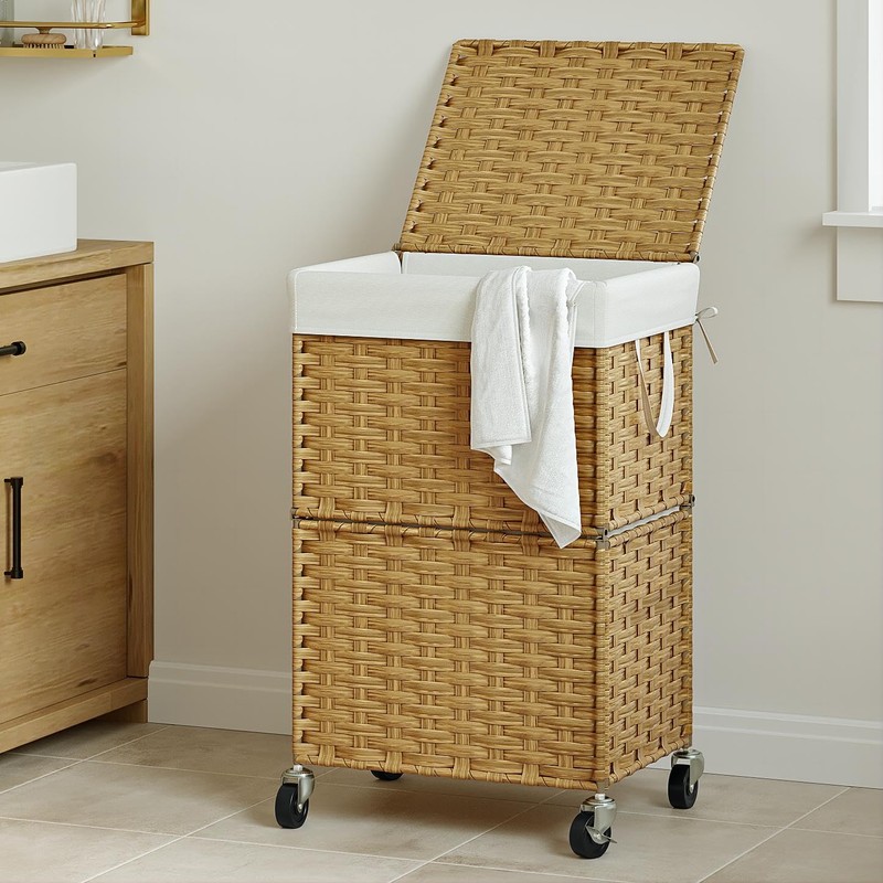 Chrislley 90L Slim Laundry Hamper with Wheels, Rolling Laundry Basket