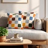 Mindsoft 2 Pcs Embroidered Plaid Throw Pillow Cover 18x18 Inches