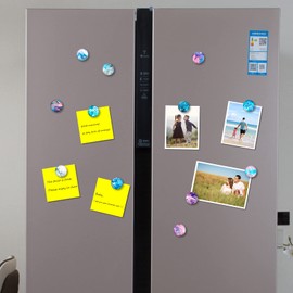 12Pcs Glass Fridge Decorative Magnets - Marble Pattern Refrigerator Glass Magnets for Office Whiteboard and Household Cabinet Decoration, Strong Magnetic Power to Perfectly Hold Photos and Documents