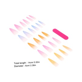 Beavorty 24pcs Super Gradient Rainbow Press Nails for Boys and Girls Friendly Fake Nails Easy Application for Parties