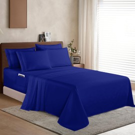 Elegant Comfort 1500 Premium Quality 4-Piece Bed Sheet Set - 18-24 Inch Extra Deep Pocket, Smart Storage Pockets, Wrinkle Free Ultra Soft 4PC Extra Deep Pocket Sheets, Twin/Twin XL, Royal Blue