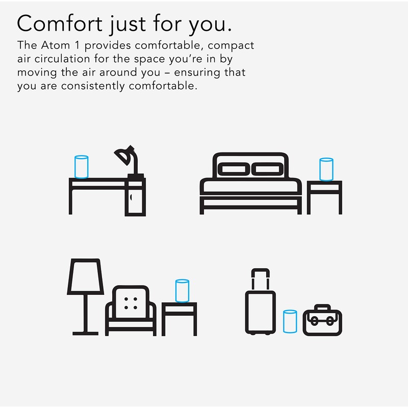 Vornado ATOM 1 Oscillating Tower Fan, Small Air Circulator with