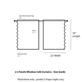 White Lace Cafe Curtains 30 Inch Length 2 Panels Shabby Chic Wavy Stripes Ruffle Lace Curtains Short for Small Windows, Rod Pocket Privacy Embroidery Scalloped Sheer Kitchen Window Curtain, 22 x 30 In