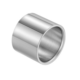 INRENG Men Women Stainless Steel Ring 18mm Wide Big Cool Plain Band Flat Top Pipe Cut High Polished Silver Size 14