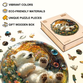 Wooden Puzzles for Adults, Bubble bear Jigsaw Puzzles for Adults,Wooden Puzzle for Family Game and Birthday Gift Idea for Friends (29 * 29cm,200pcs)