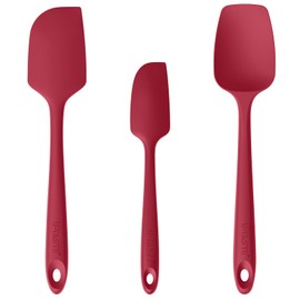 U-Taste Silicone Baking Spatula Set: 480ºF High Heat Resistant, Food Grade Flexible Rubber Kitchen Cooking Mixing Scraper, Food Grade Seamless Utensil for Nonstick Cookware Set of 3 (Red)