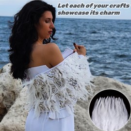 Holmgren 200pcs White Craft Feathers - 5-7inch Rooster Feathers for Crafting, DIY Earrings, Dream Catcher and Christmas Party Decorations (White)