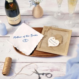 W&F GIFT Wedding Handkerchief - 12" x 12" - Something Blue for Bride on Weddings Day - Mother of the Bride Gifts, Bridal Weddings Hankie - Mom Handkerchief Wedding Gifts for Brides from Daughter - BOL