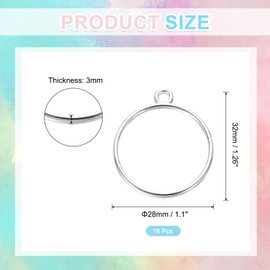 sourcing map 18 Pcs Open Bezel, Round Resin Bezels Pendants Open Back Bezels Metal Hollow Frame Charm for DIY Resin Crafts Earrings Jewelry Making, Bright Silver