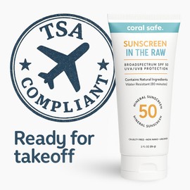 Reef Safe Mineral Sunscreen Travel Lotion SPF 50 - Mexico & Hawaii 104 Reef Act Compliant, Biodegradable, Zinc Oxide, Oxybenzone & Octinoxate Free, Water Resistant, Natural Ingredients, by Coral Safe