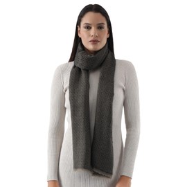 EH 100% Pure Cashmere Scarf, Stole, two tone color Honeycomb pattern, 2 Ply large warm buttery soft Unisex Pashmina wrap (PURPLE & BLACK)