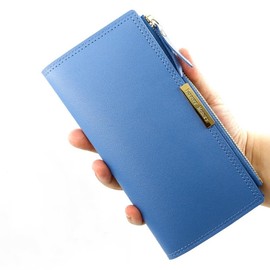 DUOBAGMA Women's Purse with Zip and Many Compartments, Women's PU Leather Wallet, Long Purse, blue, Casual