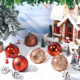 Hollowfly 20 Pcs Mixed 3.15 Inch Christmas Tree Ornaments Set - Clear, Matte, Shiny, Glitter, Pearl Sequin Glass Balls for Christmas, Birthday, Wedding Decor