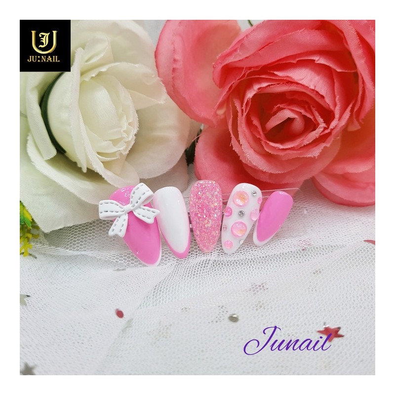 Pink Jenny handmade nail tips - Long Almond / 핑크제니