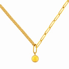 Sahallo Women's Gold Necklace for Layering Chains Curb Chain Paper Clip Necklace Ball Pendant Fashion Jewellery Made of Stainless Steel 18 K Gold-Plated with Jewellery Box as a Fashionable Stylish