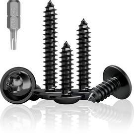 Jyvex Wood Screws Torx Black M4 x 18 Pack of 100 Stainless Steel A2 V2A Self-Tapping - Torx Flat Head Full Thread for Acoustic Panels, Wood and Metal