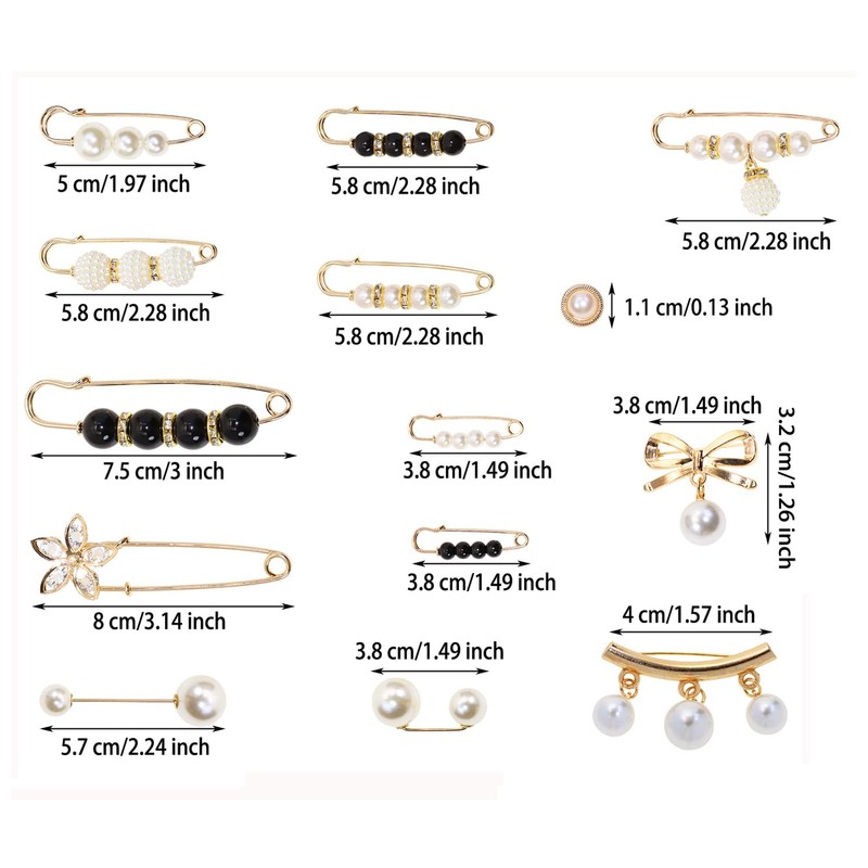 Penta Angel Pearl Safety Pins 36Pcs Socks Charm Pins Pant