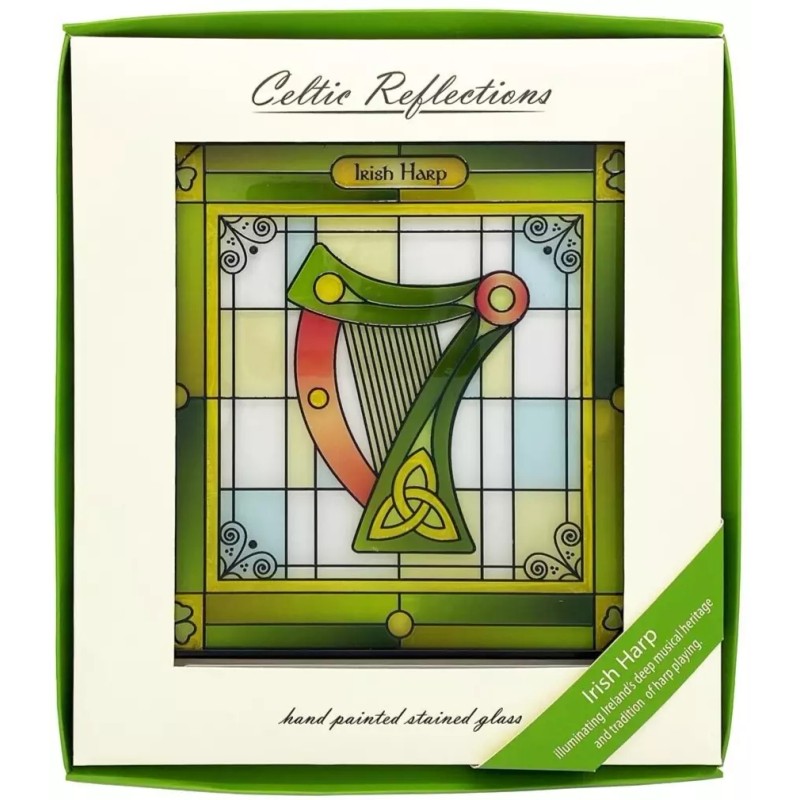 Royal Tara Harp - Celtic Reflections Glass Panel Suncatcher