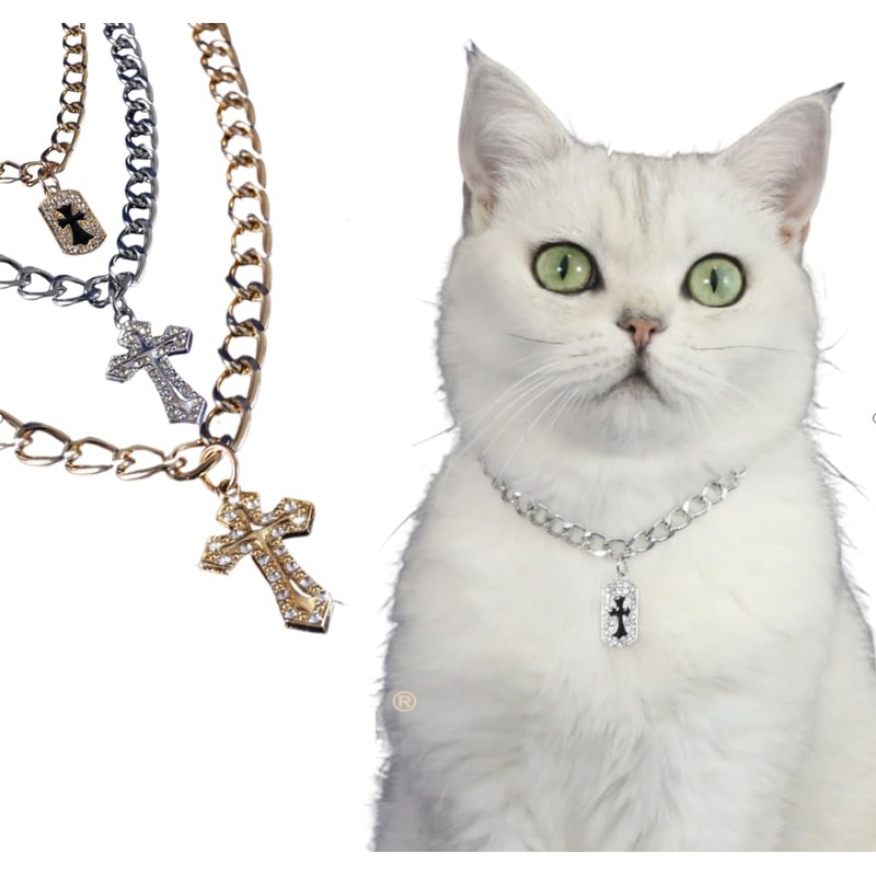Pet Metal Chain Full Diamond Cross Baroque cat and Dog