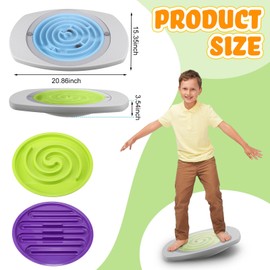 PullCrease Balance Board for Kids,Rocking Seesaw with 3 Replaceable Maze Boards Plastic Toddler Maze Wobble Rocker for Sensory Training Boys Girls Adult Physical Therapy(Labyrinth)