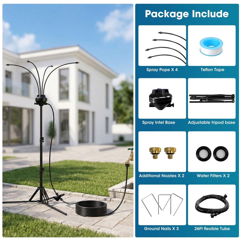 MQHUAYU 5.3FT Standing Misters for Outside Patio,Misting Cooling System with