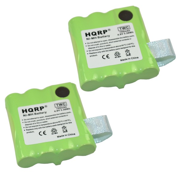 HQRP Two Rechargeable Batteries Compatible with Midland LXT-376 / LXT376 / LXT-380 / LXT380 / LXT380VP3 Two-Way Radio Plus Coaster
