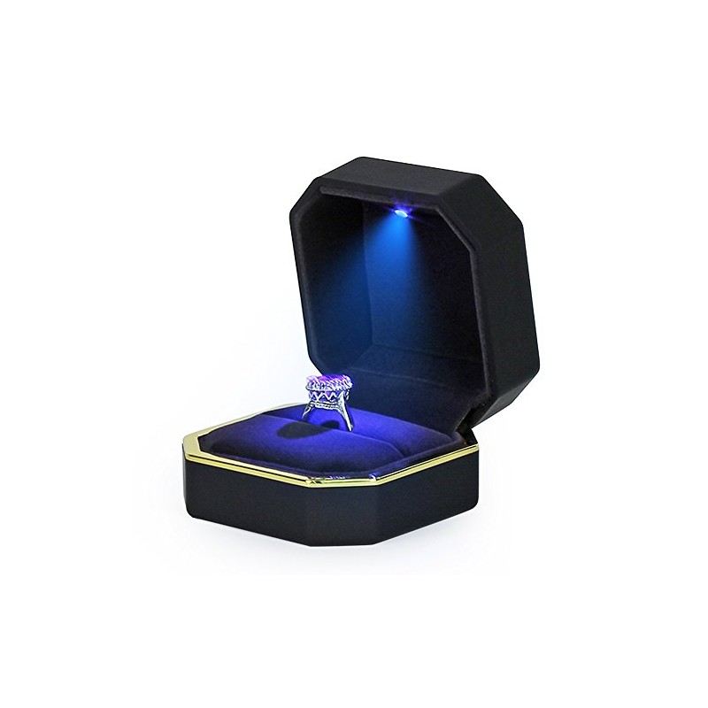 (Ring Box, Black) - AVESON Luxury Ring Box, Square Velvet