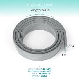 Shuisen 2 Pc Framed Shower Door Sweep, 36" Long Shower Door Bottom Seal for Framed & Swing Doors, Angled Gray Swing Door T Seal Sweep with Drip Rail, Shower Bottom Door Sweep Replacement