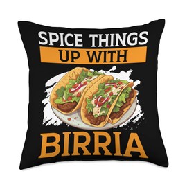 Birria Tacos Mexican Food SteMi Apparel Birria Tacos Mexican Food Mexico Cuisine Foodie Throw Pillow, 18x18, Multicolor