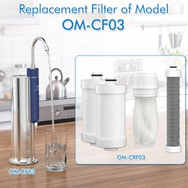 FAURANT NSF/ANSI 42 Replacement Filter for OM-CF03 Countertop Water Filter System, Service Life 3-6 Months, (4 Filter Cartridges Included)