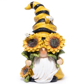 Hodao Spring Bumble Bee Gnome Figurine - Cute Garden Decor with Sunflower Accents, Yellow Bee Statue for Spring Home Table Decor, Unique Gifts for Nature Lovers