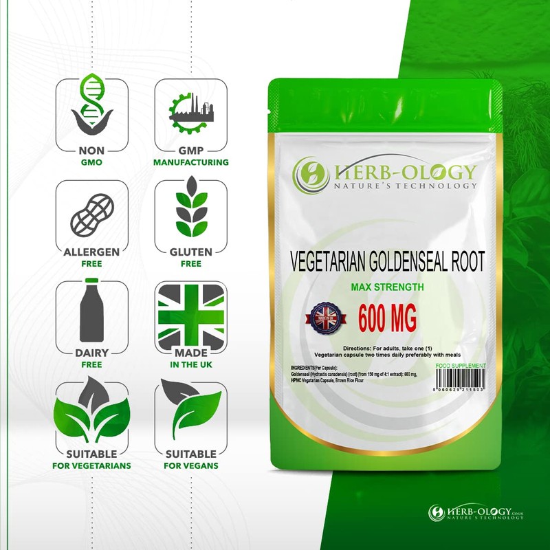 Herb-ology.co.uk Nature's Technology HB Goldenseal | 60 Goldenseal Root Capsules