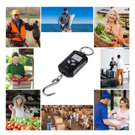 Digital Hanging Scale 200kg/ 440lb Portable Crane Scale LCD Backlight Steel Hook Scales for Farm Fishing Food Market Outdoor Work