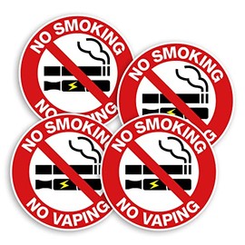 4 x 10cm No Smoking Vaping Sign Vinyl Stickers - Office H&S Warning Sticker #31373