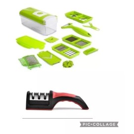 A&D Cortador Rallador Verdura Slicer  Dicer + Afilador Cuchillos