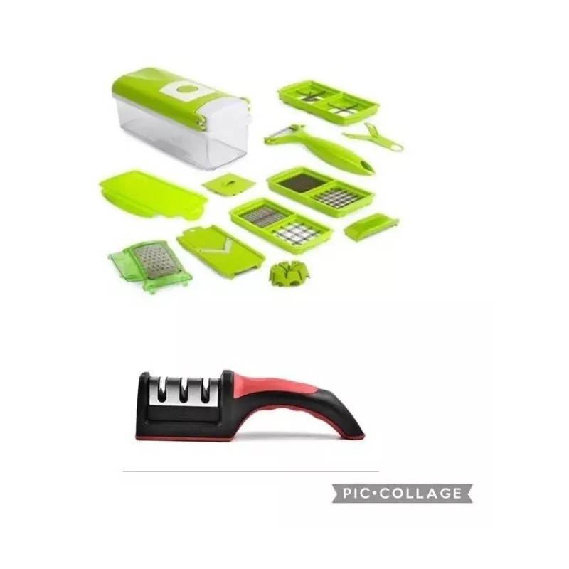 A&D Cortador Rallador Verdura Slicer Dicer + Afilador Cuchillos