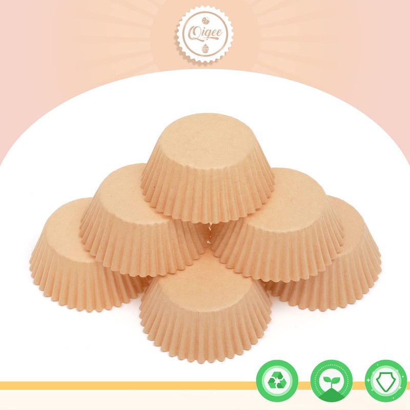 qiqee 300 Count Jumbo Cupcake Liners Natural Muffin Liners Food